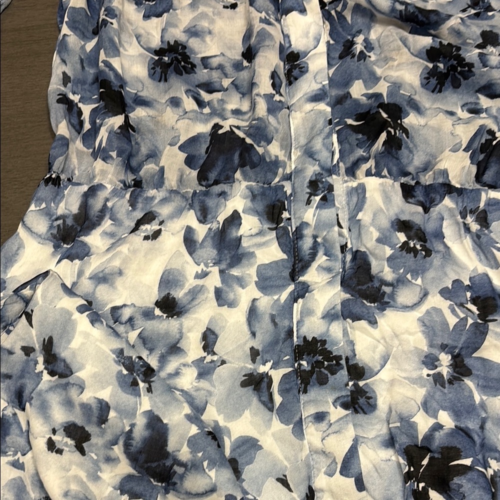 Bella Dahl Blue Watercolor Floral Midi Dress | Flowy Romantic | Size M - Picture 5 of 12